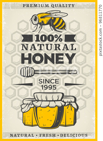 Vintage Colored Organic Honey Poster Vintage Colored Organic Honey Poster 96811770