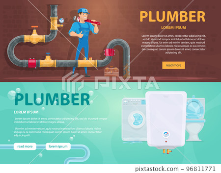 Colorful Plumbing Horizontal Banners Colorful Plumbing Horizontal Banners 96811771