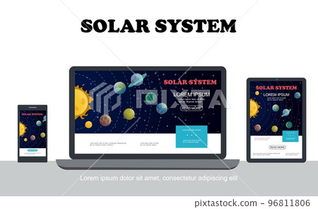 Flat Solar System Colorful Concept Flat Solar System Colorful Concept 96811806