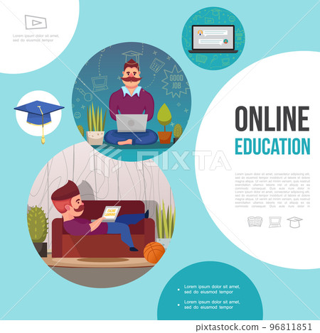 Flat E-Learning Template-插圖素材 [96811851] - PIXTA圖庫
