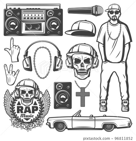 Vintage Rap Music Elements Collection Vintage Rap Music Elements Collection 96811852