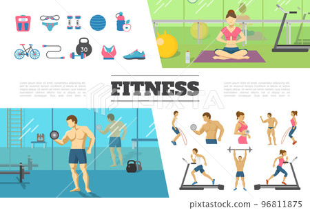 Flat Fitness Elements Collection Flat Fitness Elements Collection 96811875