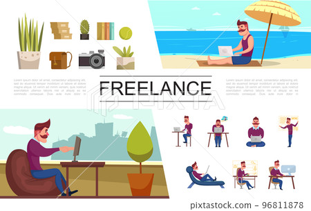 Flat Freelance Elements Set Flat Freelance Elements Set 96811878