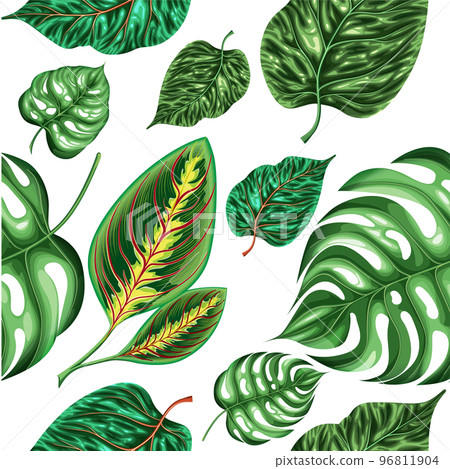 Realistic Floral Exotic Seamless Pattern Realistic Floral Exotic Seamless Pattern 96811904