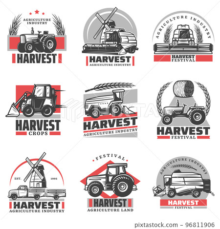 Vintage Harvesting Emblems Set Vintage Harvesting Emblems Set 96811906