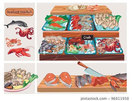 Flat Seafood Market Composition 96811938