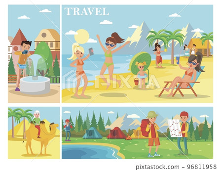 Flat Summer Vacation Composition 96811958