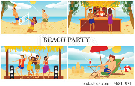 Flat Summer Beach Vacation Composition Flat Summer Beach Vacation Composition 96811971