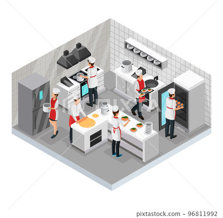 Isometric Restaurant Cooking Room Concept 96811992