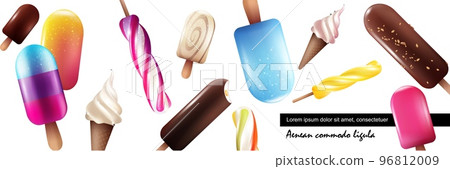 Realistic Fresh Ice Cream Collection Realistic Fresh Ice Cream Collection 96812009