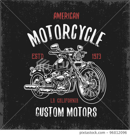 T-shirt print with hand drawn motorcycle 96812096