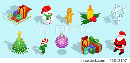 Isometric Christmas Icons Set Isometric Christmas Icons Set 96812107