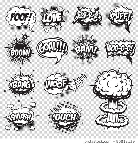 Set of comics speech and explosion bubbles Set of comics speech and explosion bubbles 96812139