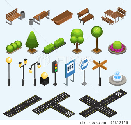 Isometric City Elements Collection Isometric City Elements Collection 96812156