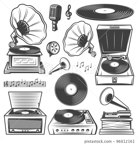 Retro Gramophone Icons Set 96812161