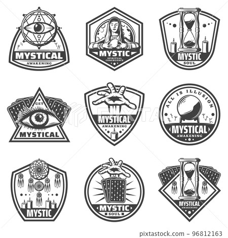 Vintage Monochrome Mystic Labels Set Vintage Monochrome Mystic Labels Set 96812163