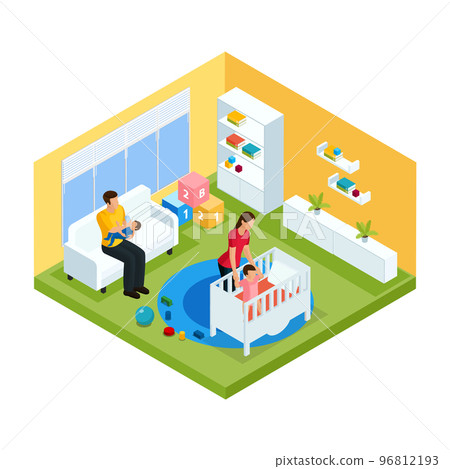 Isometric Baby Room Interior Concept Isometric Baby Room Interior Concept 96812193