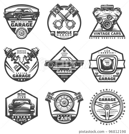 Vintage Car Repair Service Labels Set 96812198