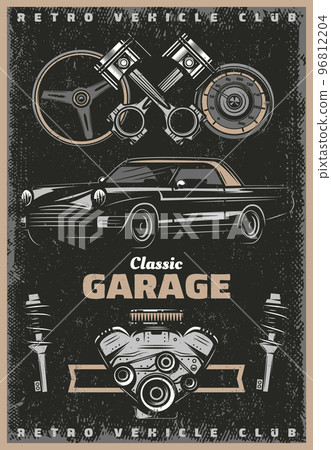 Vintage Colored Classic Garage Service Poster Vintage Colored Classic Garage Service Poster 96812204