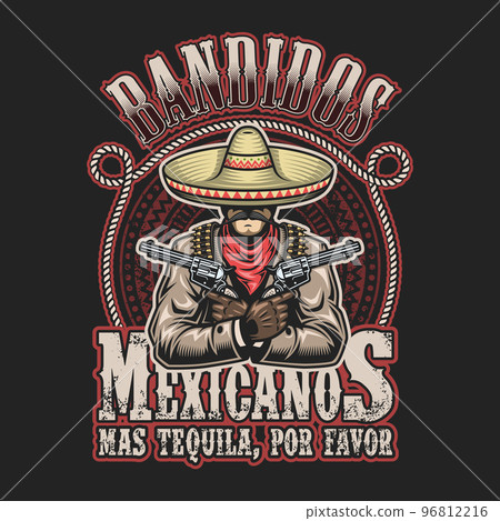 Vector illustrtion of mexican bandit print template Vector illustrtion of mexican bandit print template 96812216