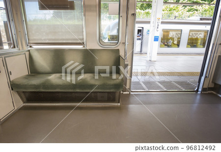 Train Inside the car Seat Silver seat inside the Seibu Railway car Train Inside the car Seat Silver seat inside the Seibu Railway car 96812492