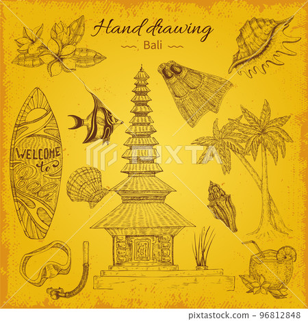 Hand Drawing Balinese Background 96812848