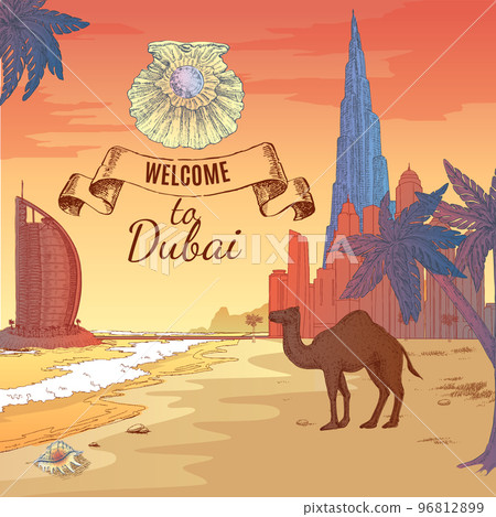 Hand Drawn Dubai Background 96812899
