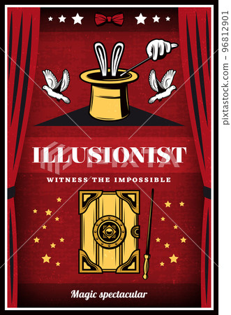 Vintage Colored Magic Illusion Poster Vintage Colored Magic Illusion Poster 96812901