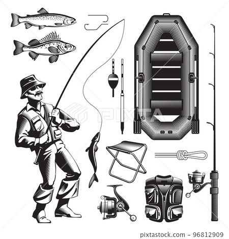 Monochrome Fishing Elements Set 96812909