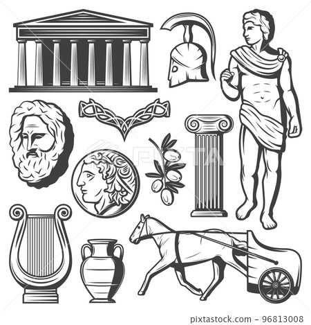 Vintage Ancient Greece Elements Set 96813008