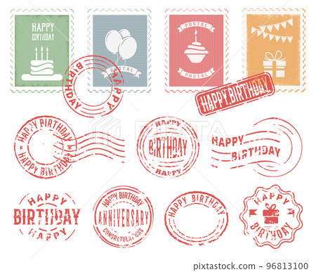 Birthday Colorful Postal Stamps Set Birthday Colorful Postal Stamps Set 96813100