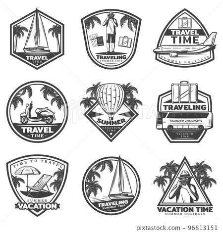 Vintage Summer Vacation Labels Set 96813151
