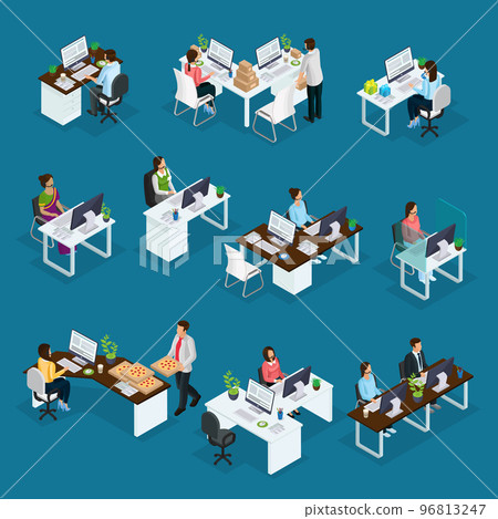 Isometric Professional Support Workers Set 96813247