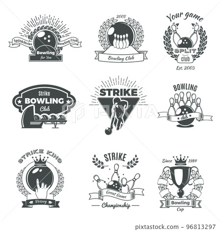 Bowling Monochrome Vintage Style Emblems 96813297