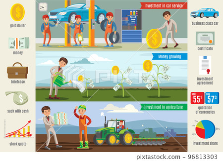 Business Investment Infographic Horizontal Banners 96813303