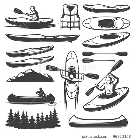 Vintage Kayaking Elements Set 96813308