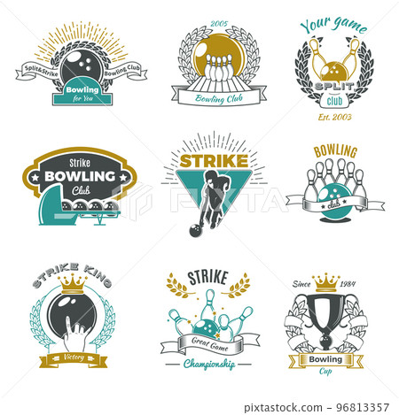 Bowling Clubs Vintage Style Logos 96813357