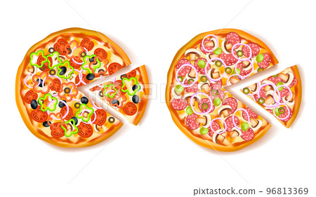 Pizza With Slice Composition 96813369