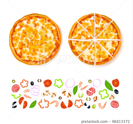 Sliced Empty Pizza Composition Sliced Empty Pizza Composition 96813372