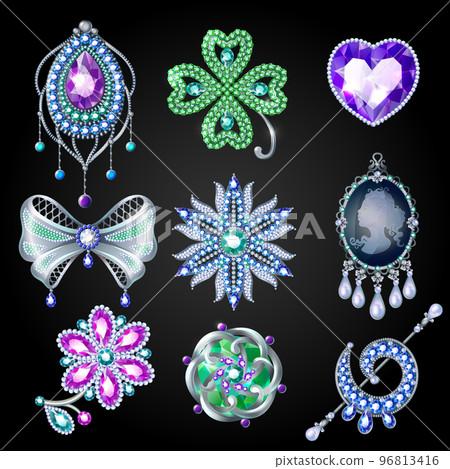 Cartoon Nice Silver Glossy Brooches Set Cartoon Nice Silver Glossy Brooches Set 96813416