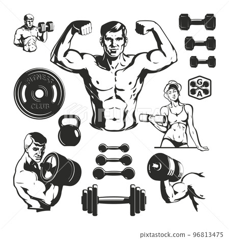 Gym Fitness Elements Set 96813475