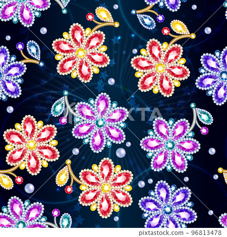 Cartoon Colorful Glossy Brooches Seamless Pattern 96813478
