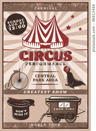 Vintage Circus Performance Poster Vintage Circus Performance Poster 96813484