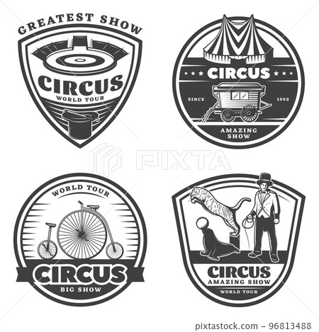 Black Vintage Circus Emblems Set 96813488