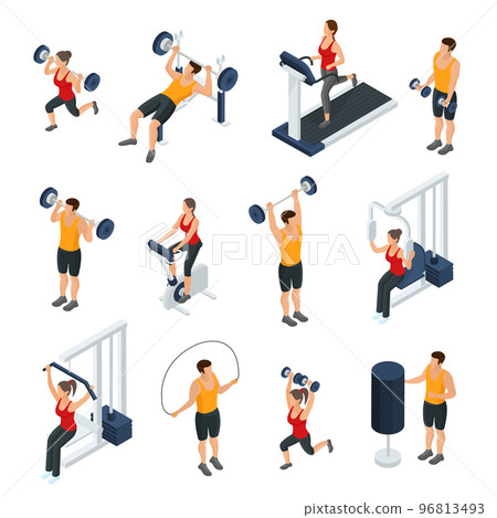 Isometric People In Gym Collection 96813493