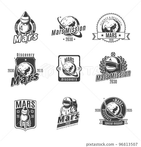 Vintage Monochrome Mars Research Labels Set Vintage Monochrome Mars Research Labels Set 96813507