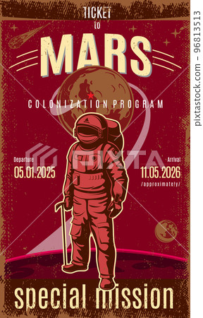 Vintage Colored Mars Discovery Poster 96813513