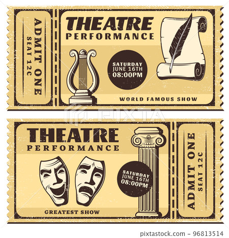 Vintage Theatre Performance Horizontal Tickets Vintage Theatre Performance Horizontal Tickets 96813514