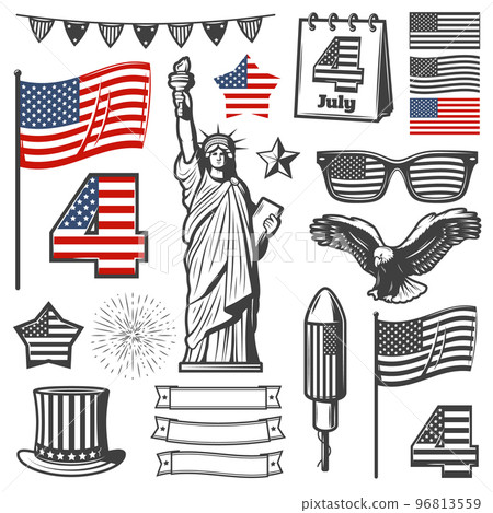 Vintage Independence Day Elements Collection Vintage Independence Day Elements Collection 96813559