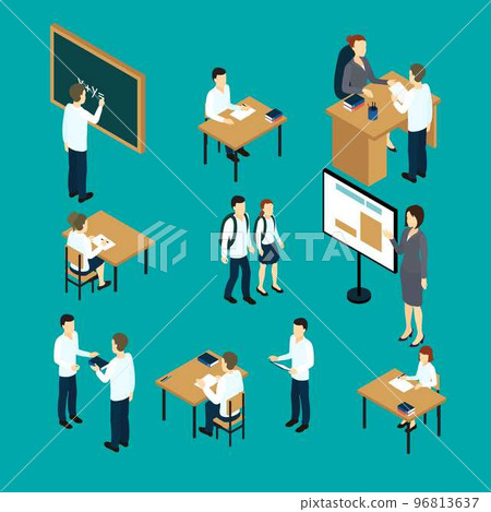 Teachers And Students Isometric Set Teachers And Students Isometric Set 96813637